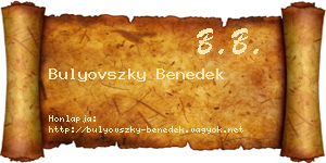 Bulyovszky Benedek névjegykártya
